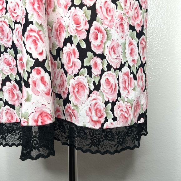 VINTAGE Oscar De La Renta Pink Label 90s Lace Trip Floral Slip Size Medium - Picture 4 of 12